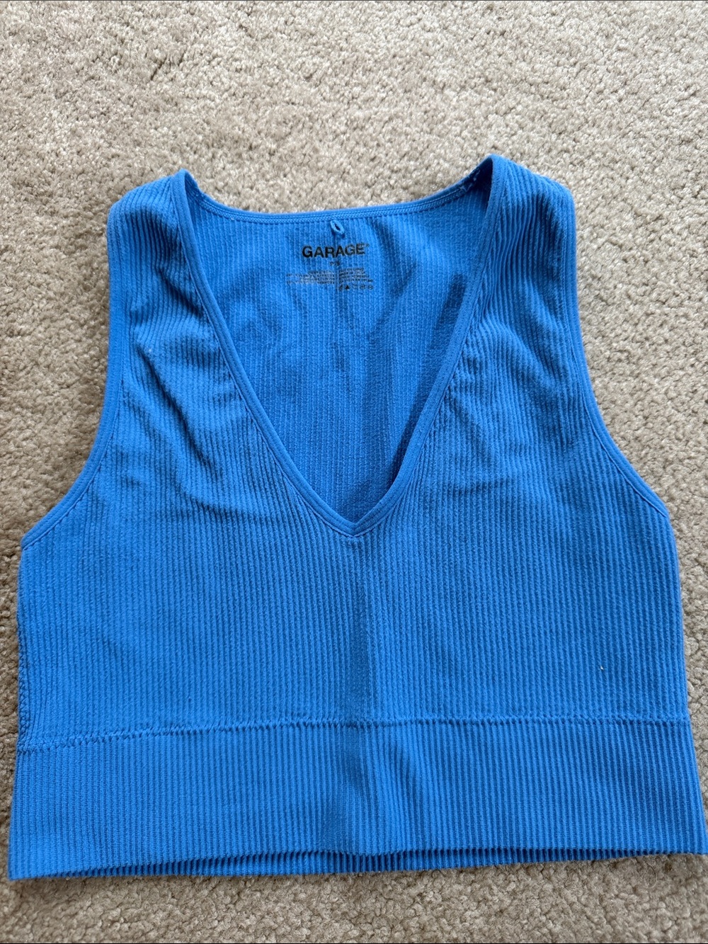Garage Ribbed V-Neck Tank Top - Blue